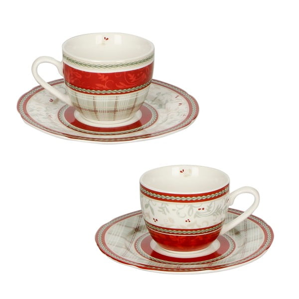 2 porcelianinių puodelių rinkinys su lėkštutėmis Brandani Caffe Connubio