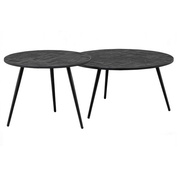 Iš tikmedžio masyvo apvalios formos kavos staliukas juodos spalvos ø 74 cm Leo – WOOOD-image-4