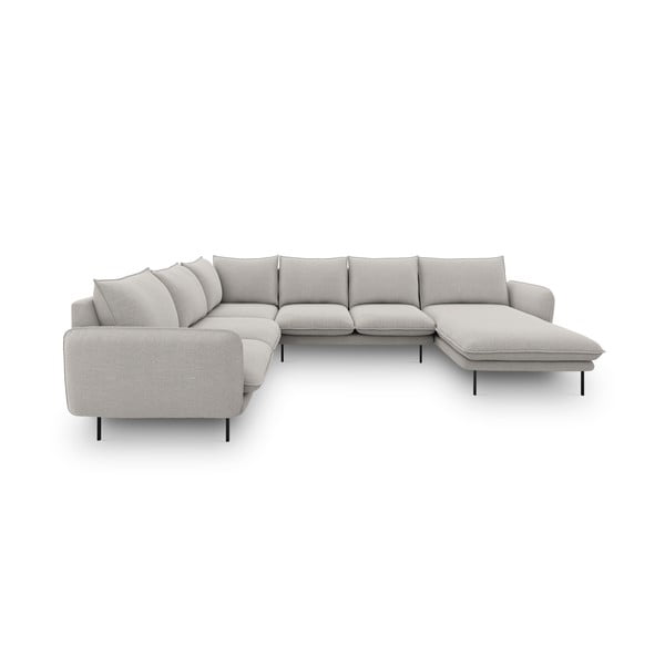 Šviesiai pilkos spalvos U formos sofa Cosmopolitan Design Vienna, kampas kairėje