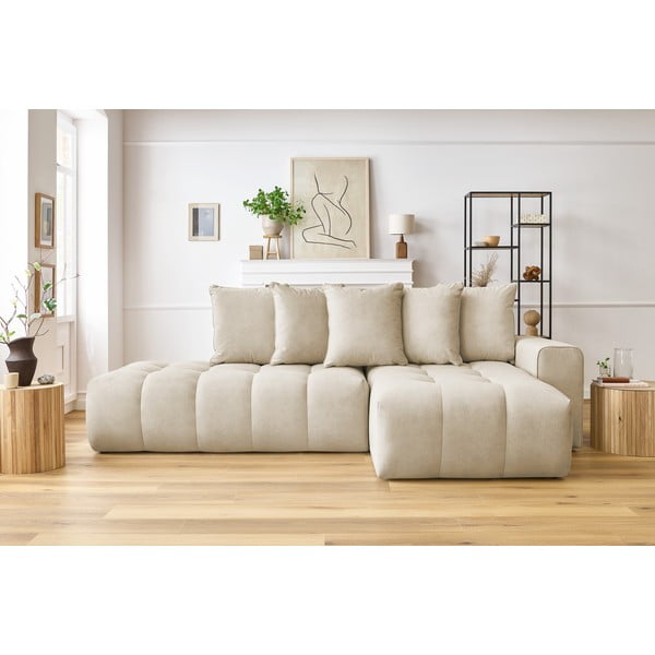 Smėlio spalvos kampinė sofa (dešinysis kampas) Mont-Blanc - Bobochic Paris-image-1