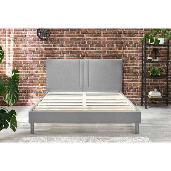 Šviesiai pilka minkšta dvigulė lova su grotelėmis 180x200 cm Kerry - Bobochic Paris-image-4