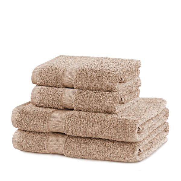 Iš frote audinio iš medvilnės vonios rankšluosčių rinkiniai smėlio spalvos 4 vnt. Marina – DecoKing