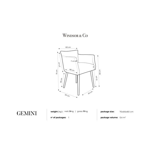 Raudona kėdė su porankiais "Windsor & Co" sofos "Gemini-image-1