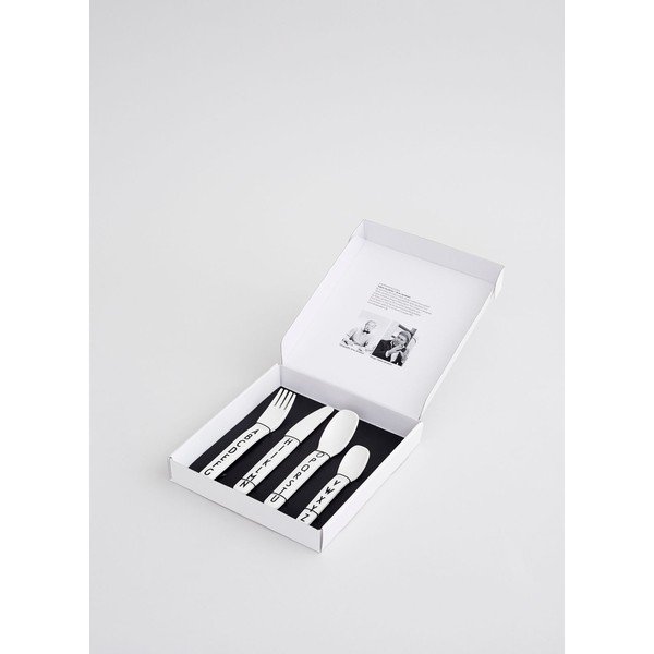 4 dalių baltos spalvos vaikiškų stalo įrankių rinkinys Design Letters-image-1