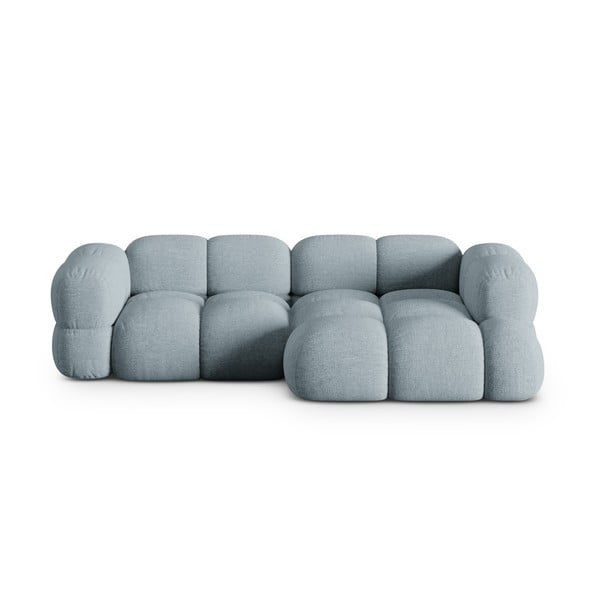 Šviesiai mėlynos spalvos kampinė sofa (su dešiniuoju kampu/su gultu) Loretto – Cosmopolitan Design