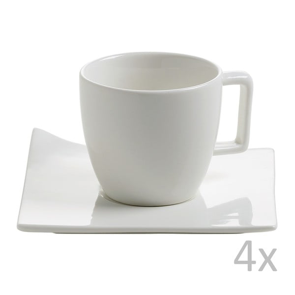 4 porcelianinių espreso kavos puodelių su lėkštutėmis rinkinys "Maxwell & Williams Page", 90 ml