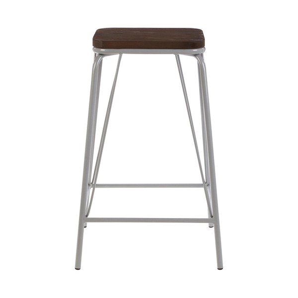 Pilkos spalvos/tamsios natūralios spalvos iš guobos masyvo taburetė District – Premier Housewares-image-1
