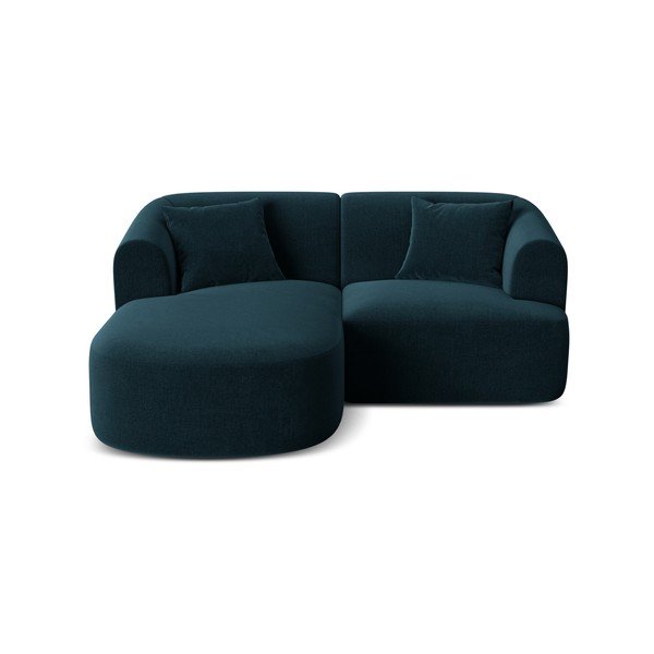 Smaragdinės spalvos kampinė sofa iš velveto (su kairiuoju kampu/su gultu) Campi – Cosmopolitan Design