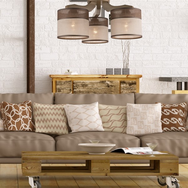 Lubinis šviestuvas tamsiai rudos spalvos ø 16 cm su tekstiliniu gaubtu Andrea – LAMKUR-image-3