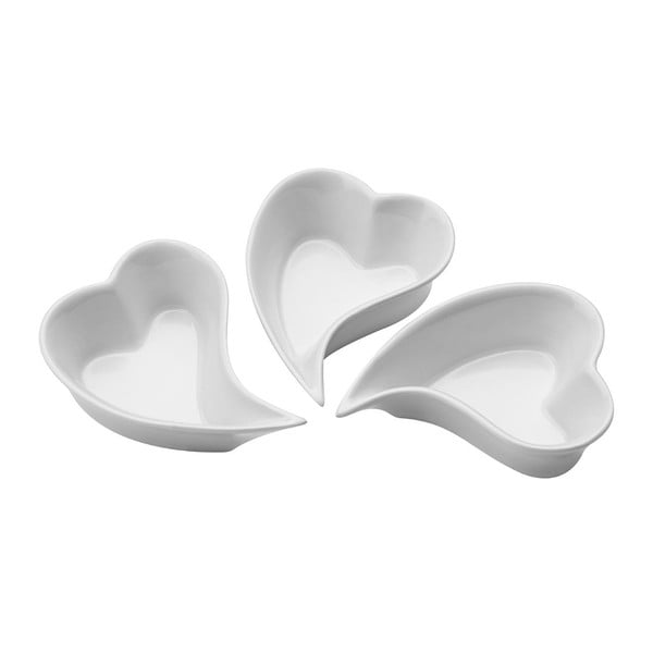 3 širdelės formos porcelianinių dubenėlių rinkinys Premier Housewares