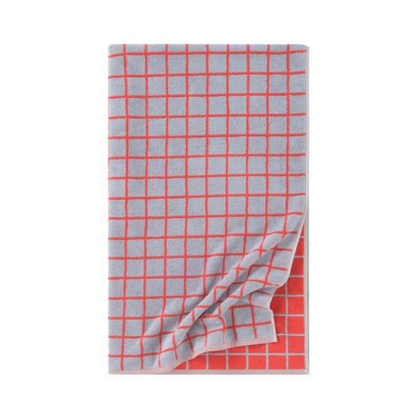 Raudonos spalvos/šviesiai mėlynos spalvos iš medvilnės vonios rankšluostis 90x150 cm Grid – Jotex