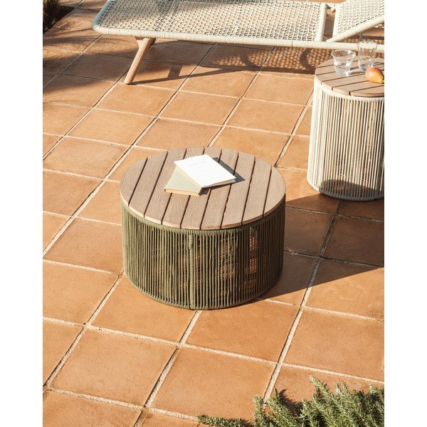 Apvalios formos sodo kavos staliukas su akacijos stalviršiu ø 60 cm Dandara – Kave Home-image-1