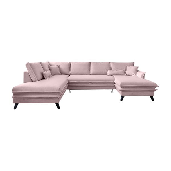 Rožinės spalvos U formos sofa-lova Miuform Charming Charlie, kairysis kampas