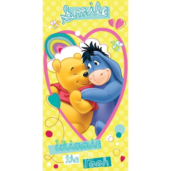 Geltonos spalvos iš medvilnės vaikiškas rankšluostis 70x140 cm Winnie the Pooh "Smile" – Jerry Fabrics