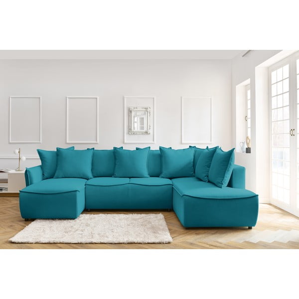 Sulankstoma kampinė sofa turkio spalvos (su dešiniuoju kampu) Leon – Bobochic Paris-image-1
