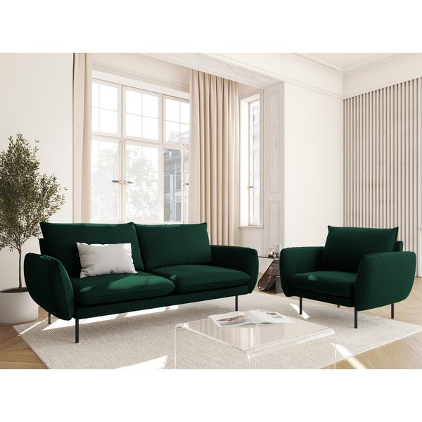 Tamsiai žalia aksomo sofa 160 cm Vienna - Cosmopolitan Design-image-1