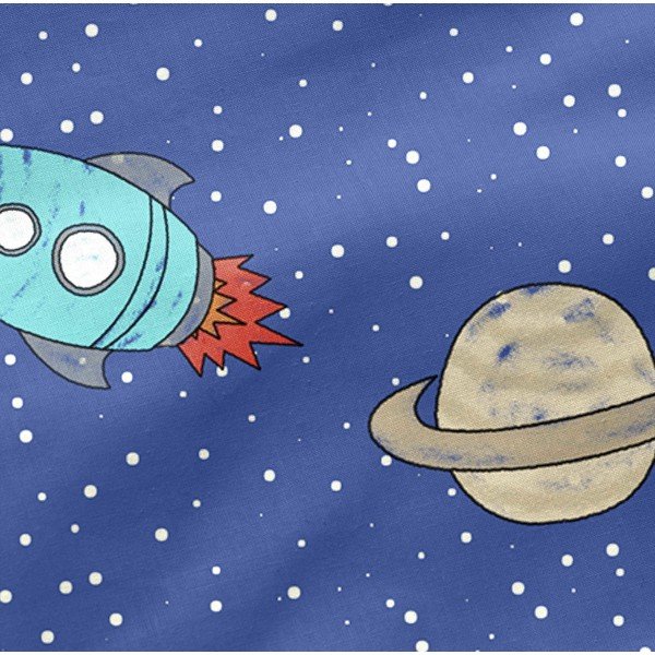 Mėlyna medvilninė ištempiama paklodė Mr. Fox Space Rocket, 90 x 200 cm-image-1