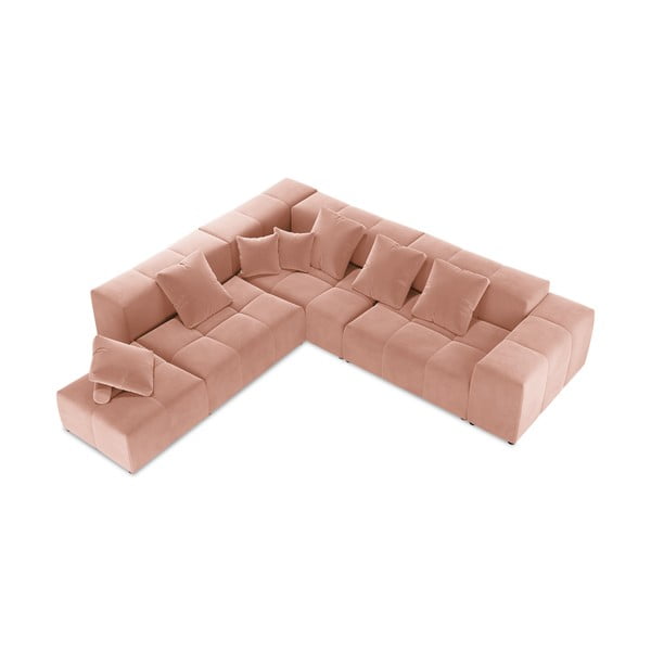 Rožinė aksominė kampinė sofa (kintama) Rome Velvet - Cosmopolitan Design-image-4