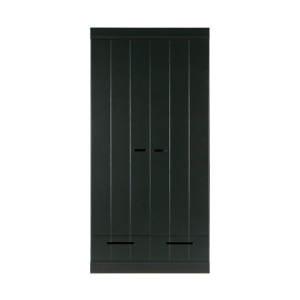 Juoda pušies medienos konstrukcijos spinta WOOOD Connect, 94 cm pločio