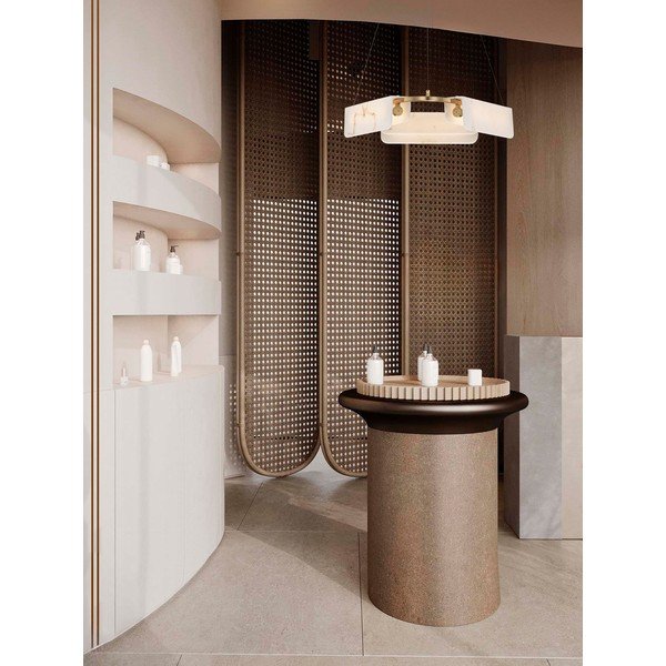 Kreminės spalvos/žalvario spalvos kabantis šviestuvas LED su marmuro dekoru su pritemdymo funkcija ø 63 cm Aider – Nova Luce-image-1
