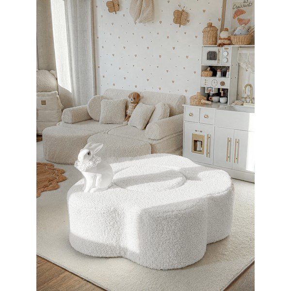 Baltos spalvos iš boucle putų žaidimų aikštelė 3 vnt. aukštis 27 cm 88x90 cm – Meowbaby-image-1