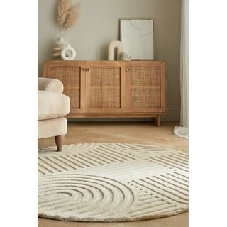 Smėlio spalvos vilnonis apvalus kilimas ø 160 cm Zen Garden - Flair Rugs
