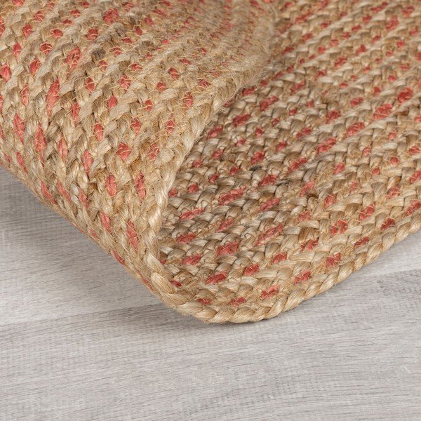 Iš džiuto apvalios formos kilimas rausvos spalvos/natūralios spalvos ø 133 cm Capri – Flair Rugs-image-3