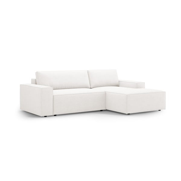 Iš boucle sulankstoma kampinė sofa baltos spalvos (su dešiniuoju kampu) Jodie – Micadoni Home-image-3