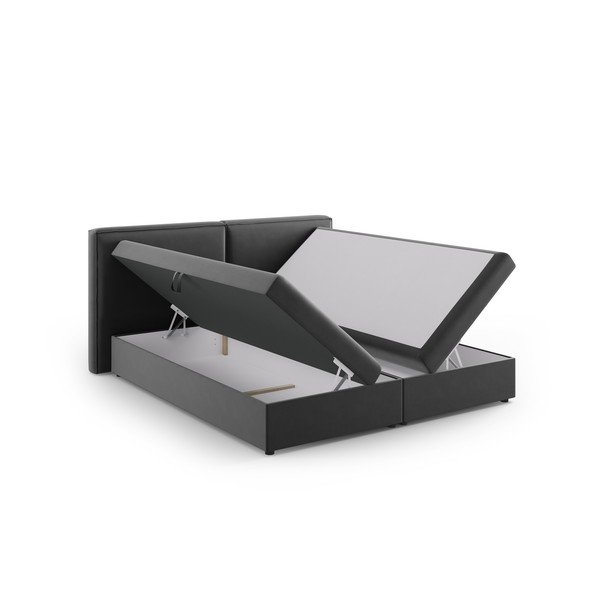 Spyruoklinė lova tamsiai pilkos spalvos su sandėliavimo vieta 180x200 cm Arendal – Cosmopolitan Design-image-3