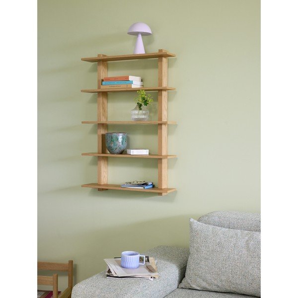 Natūralios spalvos kelių aukštų sieninė lentyna iš ąžuolo 60 cm Simple – Hübsch-image-1