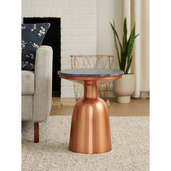 Su marmuriniu stalviršiu apvalios formos šoninis stalas ø 48 cm Amira – Premier Housewares-image-1
