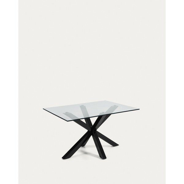 Juodos spalvos kavos staliukas su stikliniu stalviršiu 70x130 cm Argo – Kave Home