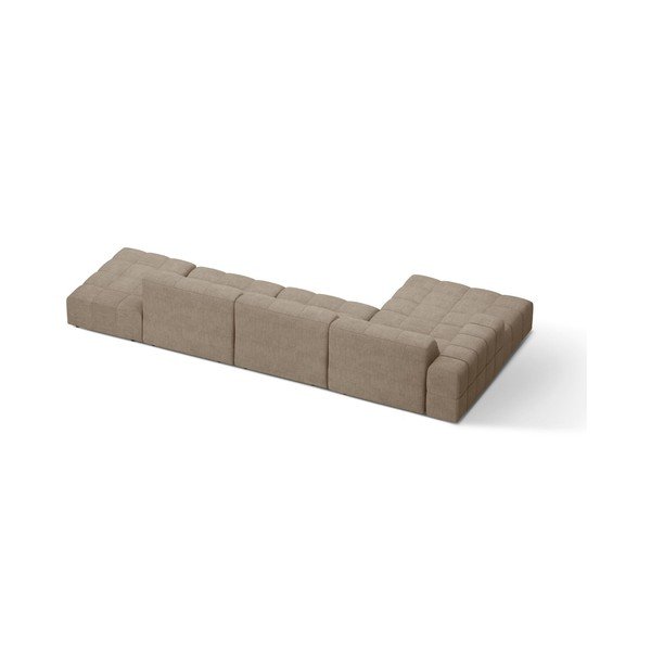 Smėlio spalvos kampinė sofa iš šenilinio audinio (su kairiuoju kampu/su gultu) Chicago – Cosmopolitan Design-image-2