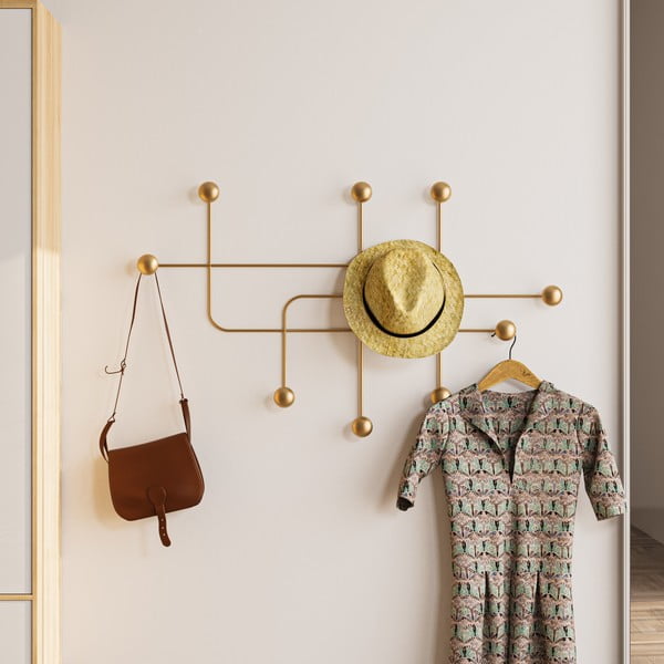 Iš metalo sieninė lentyna auksinės spalvos Dama – Kalune Design-image-1