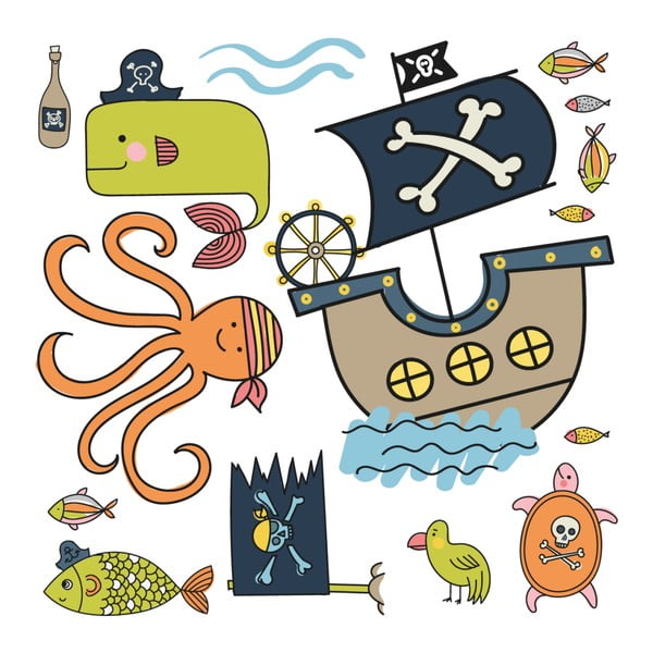 Sienų lipdukai Ambiance Pirates and Octopus Ship