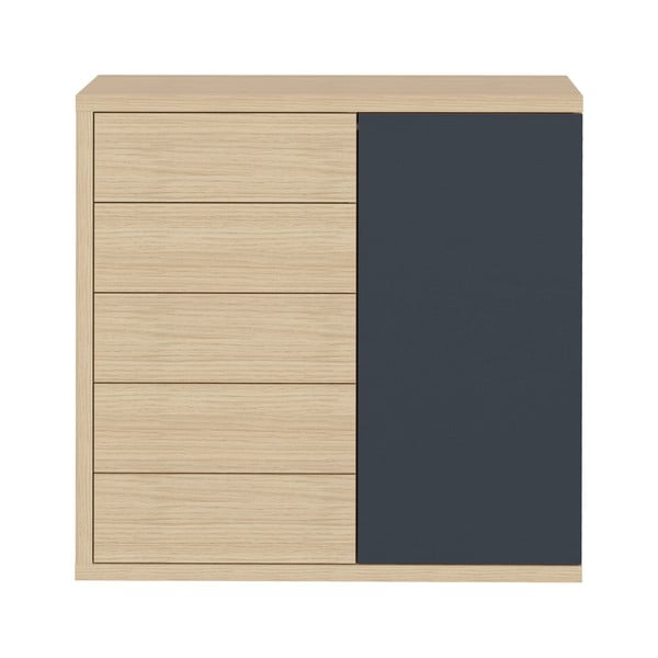 Juoda žema ąžuolo dekoro komoda 113x113 cm Hugo - TemaHome