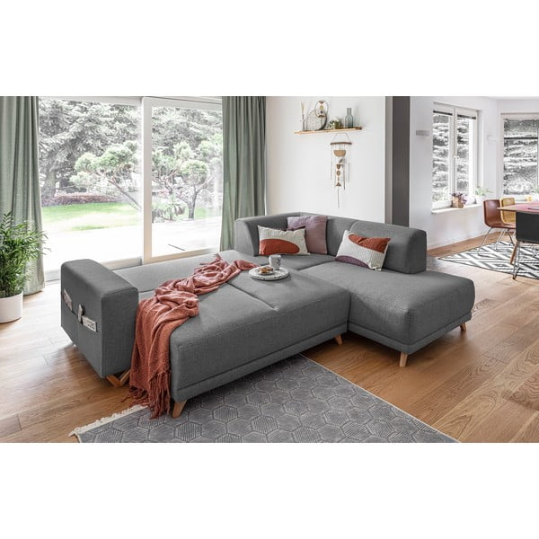Pilkos spalvos sulankstoma/su sandėliavimo vieta kampinė sofa (su dešiniuoju kampu/„L“ formos) Classy Sophie – Miuform-image-4