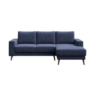 Kampinė sofa tamsiai mėlynos spalvos (su dešiniuoju kampu) Fynn – Ghado