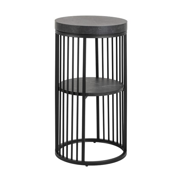 Naktinis staliukas juodos spalvos su marmuro dekoro stalviršiu Strington – Actona