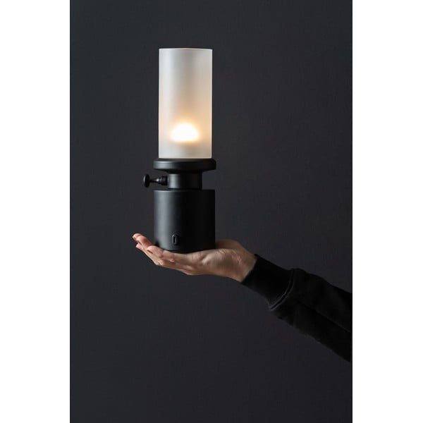 Stalinis šviestuvas juodos spalvos LED su pritemdymo funkcija (aukštis 29,5 cm) su metaliniu gaubtu/su stiklo gaubtu Camp – Leitmotiv-image-1