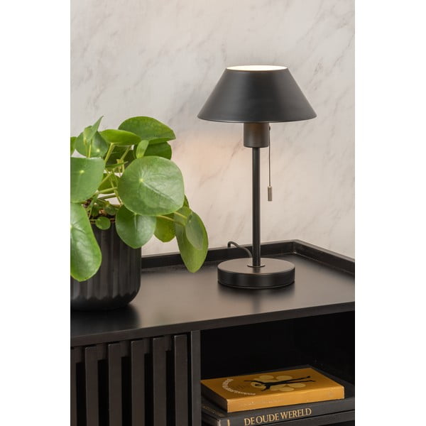 Juoda stalinė lempa su metaliniu gaubtu (aukštis 36 cm) Office Retro – Leitmotiv-image-1