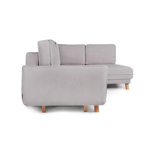 Šviesiai pilkos spalvos sulankstoma/su sandėliavimo vieta kampinė sofa iš kordinio velveto (su kairiuoju kampu/„L“ formos) Tori – Bonami Selection-image-4
