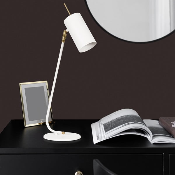 Baltos spalvos stalinis šviestuvas (aukštis 55 cm) su metaliniu gaubtu Sivani – Opviq lights-image-1