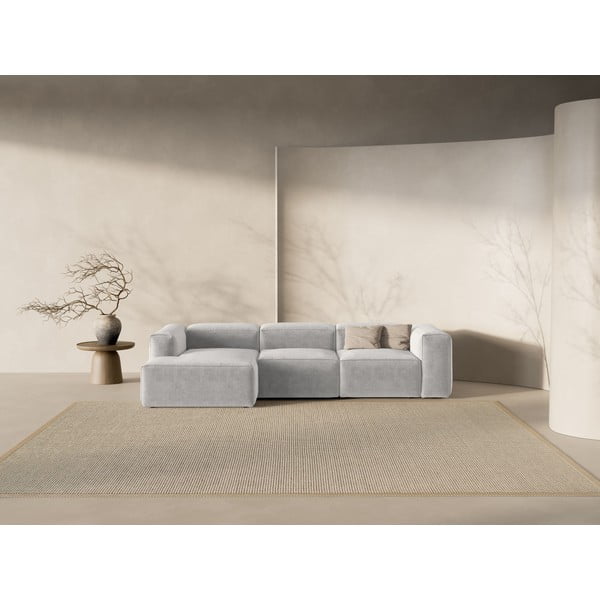 Šviesiai pilkos spalvos kampinė sofa (su kairiuoju kampu/su gultu) Bergamo – Cosmopolitan Design-image-1