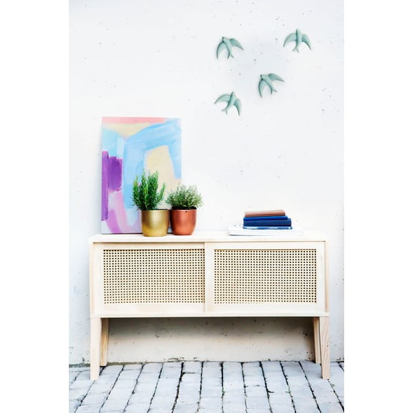 2 rankų darbo šviesiai mėlynų porcelianinių sienų dekoracijų rinkinys Velvet Atelier Golondrinas-image-1