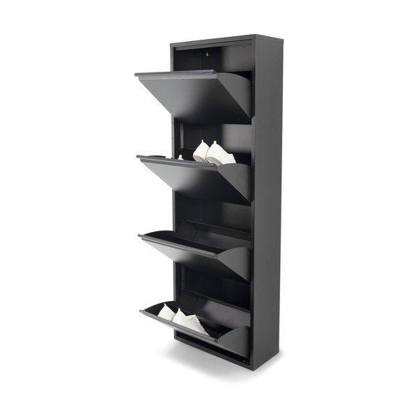 Juodos spalvos iš metalo atlenkiama spintelė batams 50x150x22 cm Billy – Spinder Design-image-2