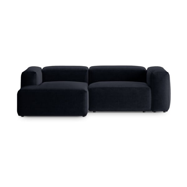 Tamsiai mėlynos spalvos kampinė sofa (su kairiuoju kampu/su gultu) Bergamo – Cosmopolitan Design
