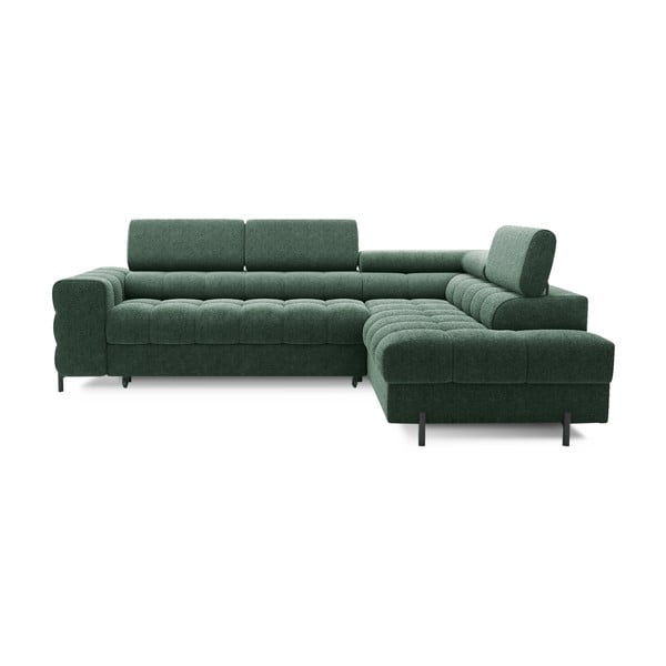 Žalios spalvos iš boucle sulankstoma/su sandėliavimo vieta kampinė sofa (su dešiniuoju kampu/„L“ formos) Ferucce – ELTAP