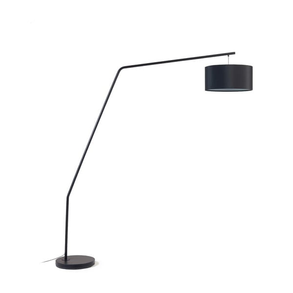 Juodos spalvos pastatomas šviestuvas (aukštis 221,5 cm) su tekstiliniu gaubtu Ciana – Kave Home