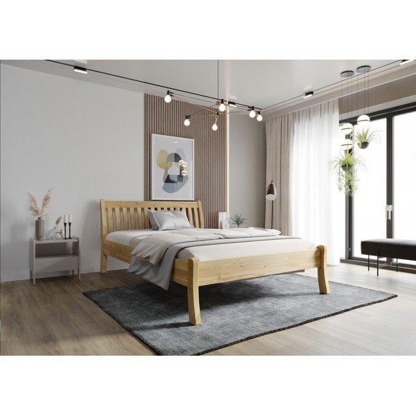 Iš pušies masyvo dvigulė lova natūralios spalvos 160x200 cm Tonja – Olivia Living-image-4